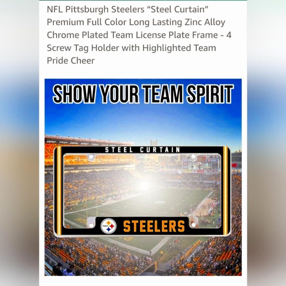 Steelers Steel curtain license plate frame.